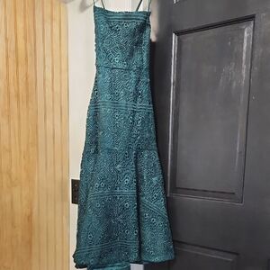 Lulu's Teal Lace Midi Dress